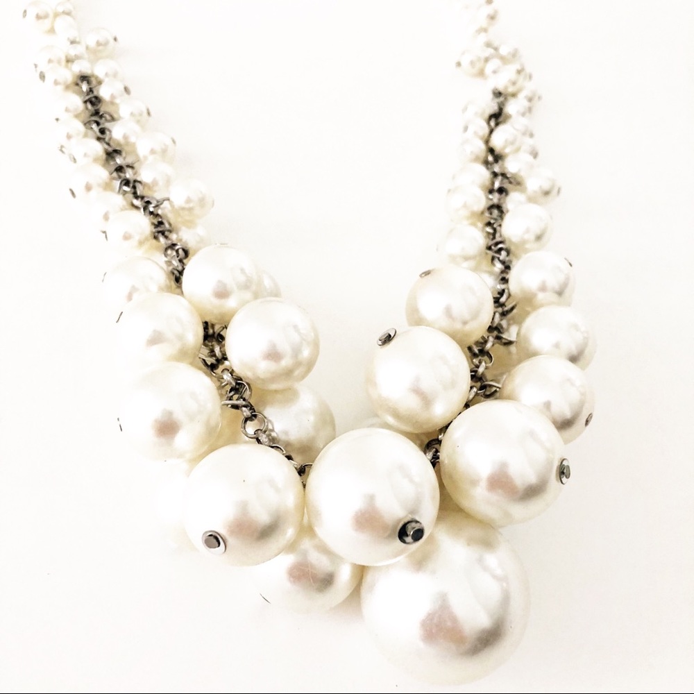 New York & Company silver pearl cluster necklace - Picture 2 of 3